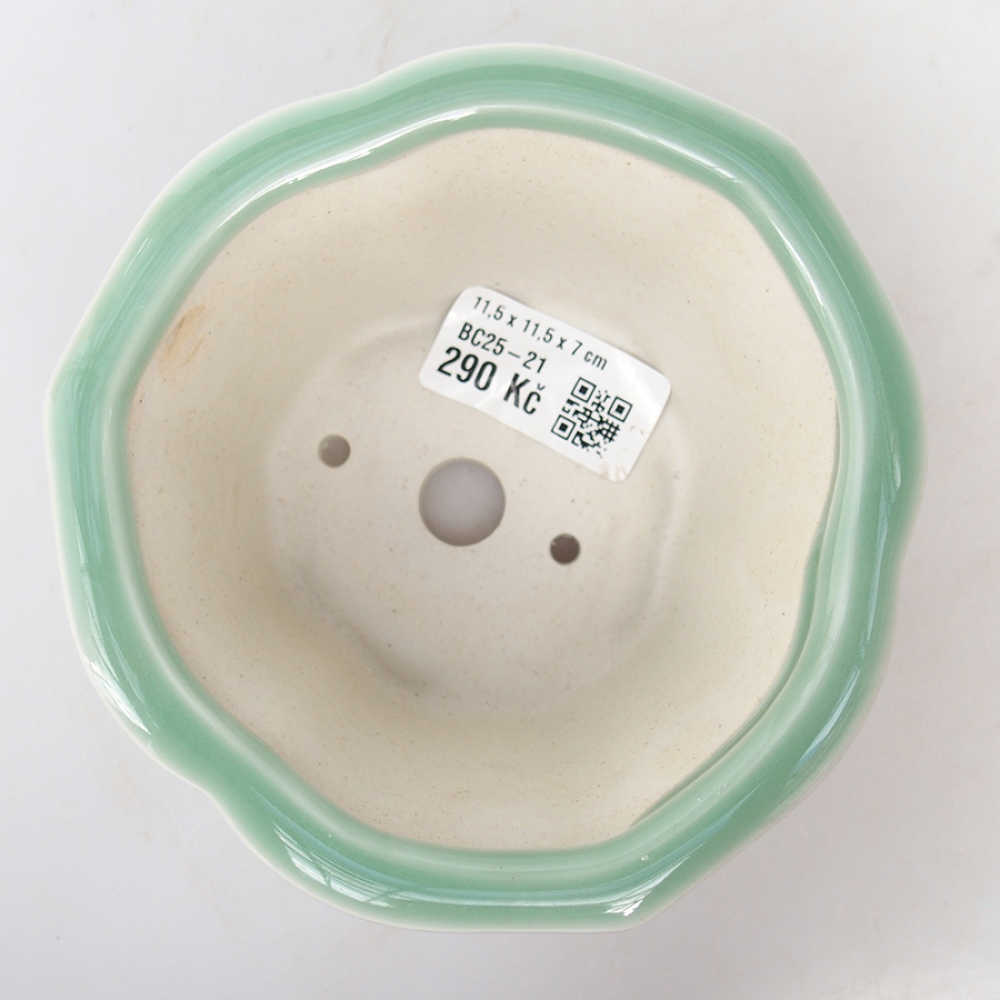 Ciotola per bonsai in ceramica 11,5 x 11,5 x 7 cm, colore zielony