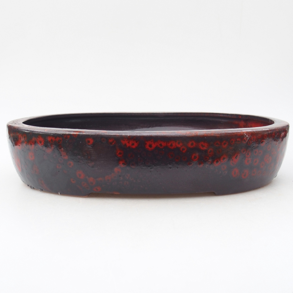 Ciotola bonsai in ceramica 27 x 21 x 5,5 cm, colore rosso-nero