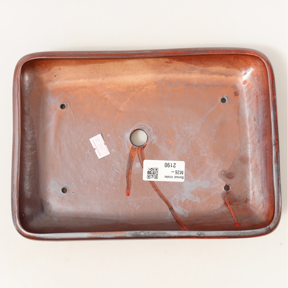 Vaso da bonsai in ceramica 24 x 17,5 x 4 cm, colore rosso metallizzato