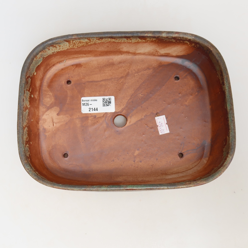 Vaso da bonsai in ceramica 23 x 18 x 5,5 cm, colore verde-marrone