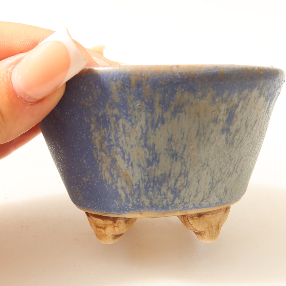 Ciotola bonsai in ceramica 8,5 x 8,5 x 5 cm, colore blu