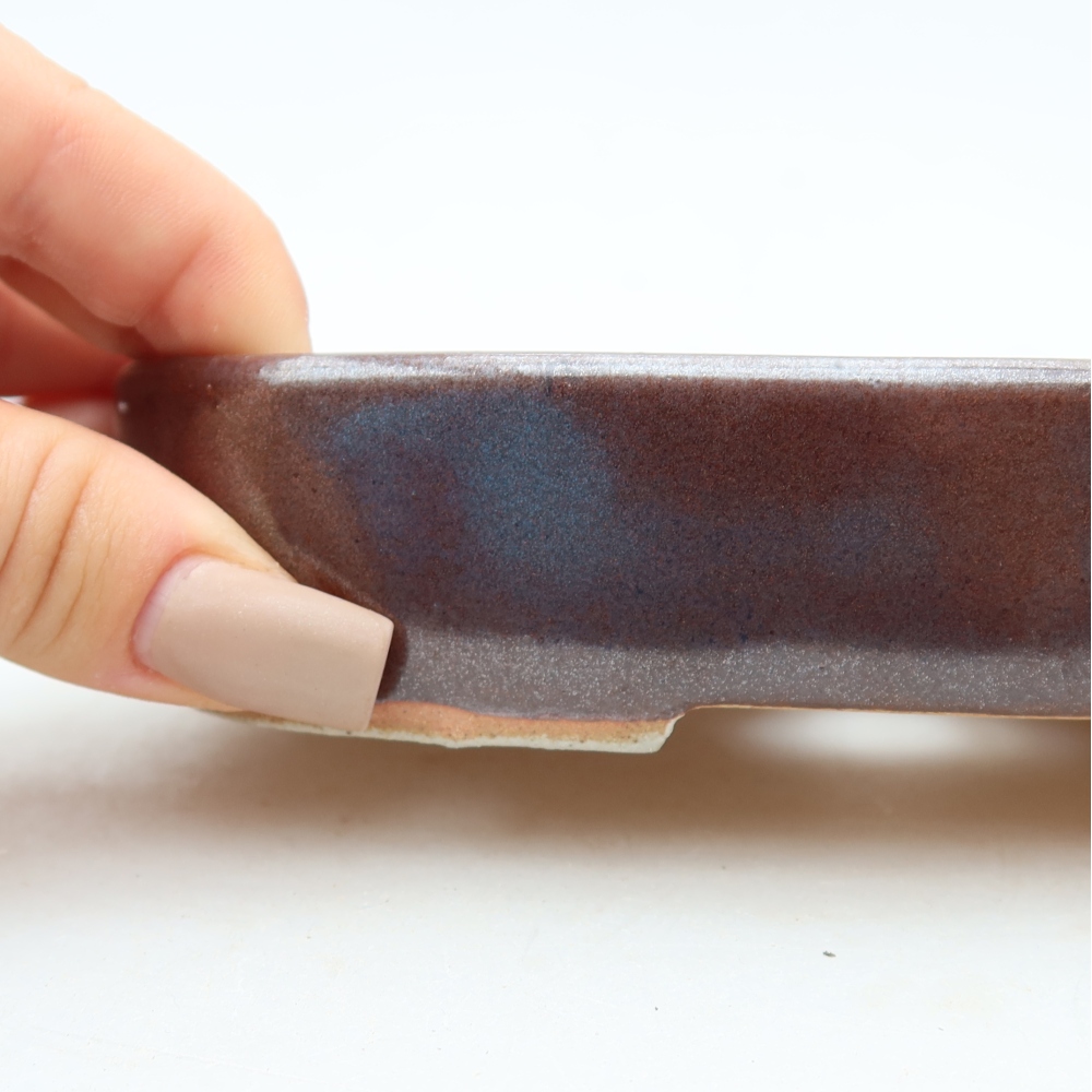 Vaso da bonsai in ceramica 16 x 11 x 3,5 cm, colore marrone