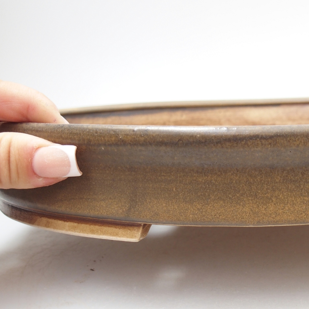 Ciotola per bonsai in ceramica 30 x 26,5 x 4 cm, marrone