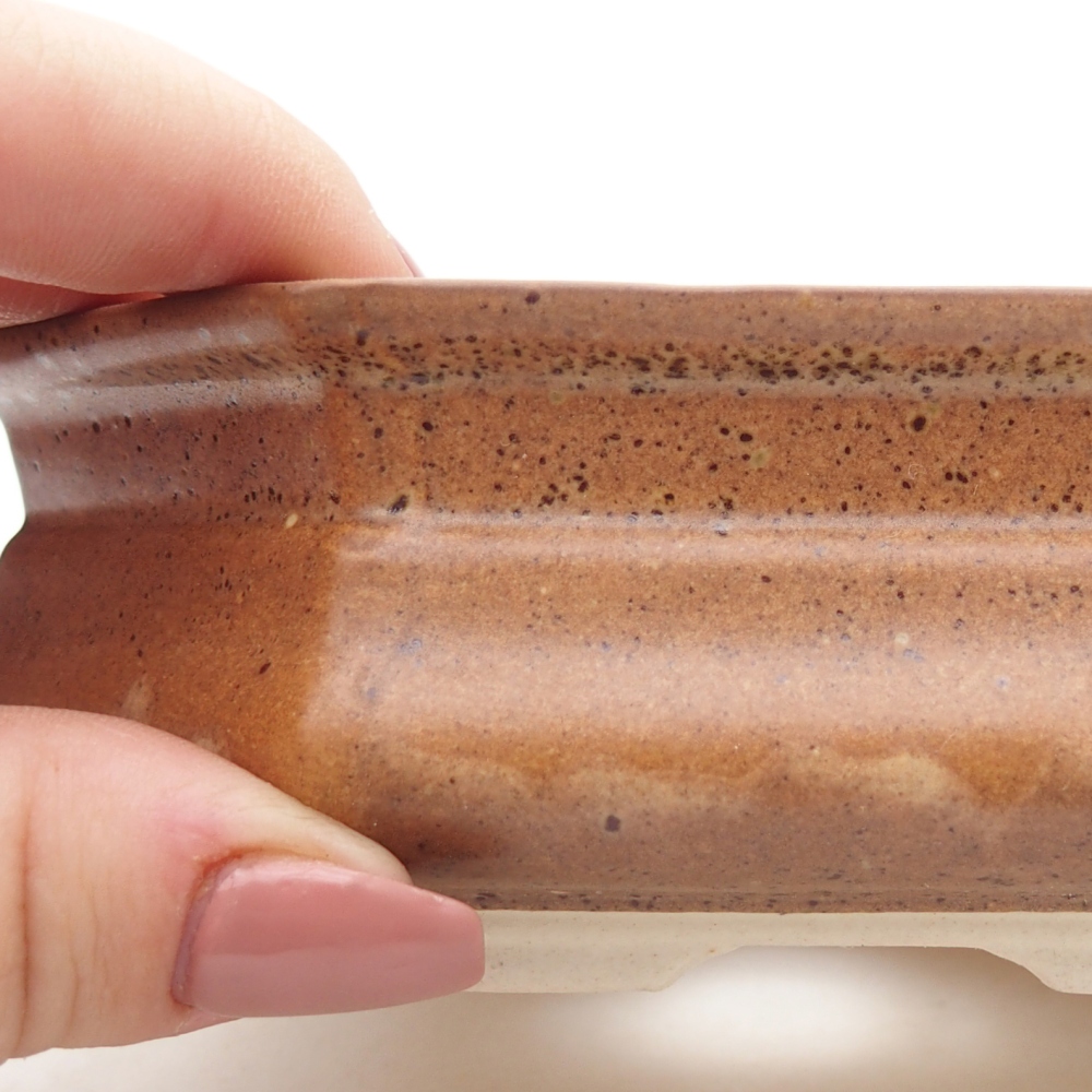 Ciotola per bonsai in ceramica 13,5 x 13,5 x 4,5 cm, marrone