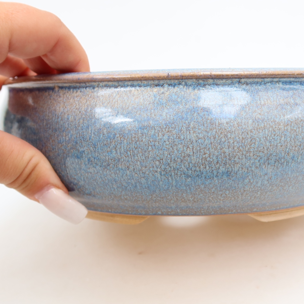 Vaso da bonsai in ceramica 21,5 x 21,5 x 7 cm, colore blu
