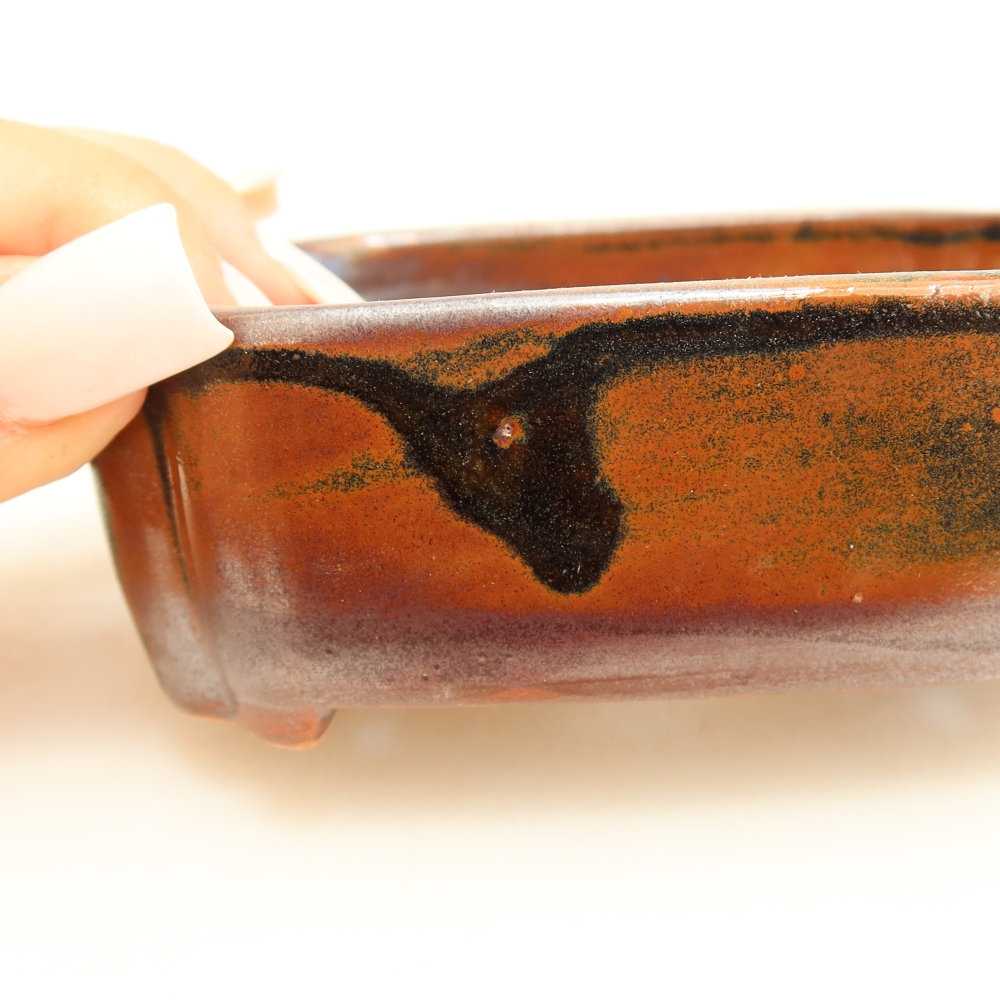 Vaso da bonsai in ceramica 10,5 x 8 x 4 cm, colore marrone