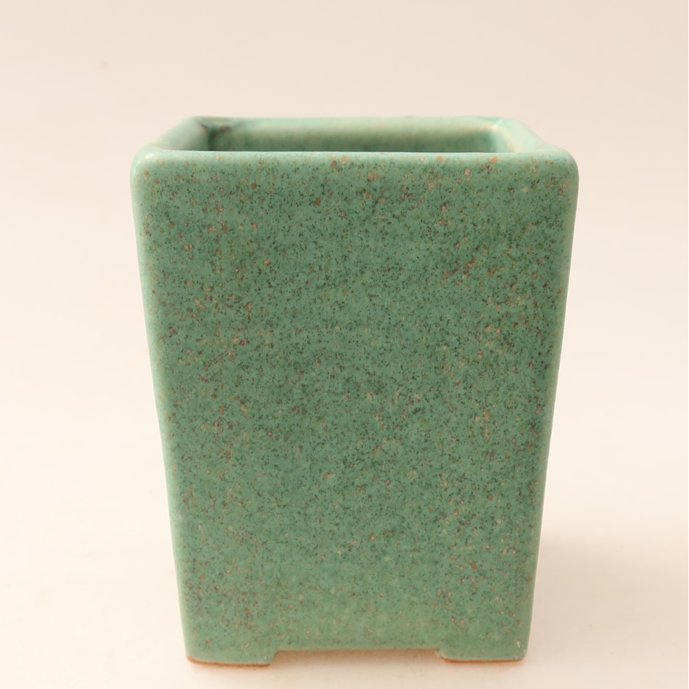 Vaso da bonsai in ceramica 7,5 x 7,5 x 10 cm, colore verde