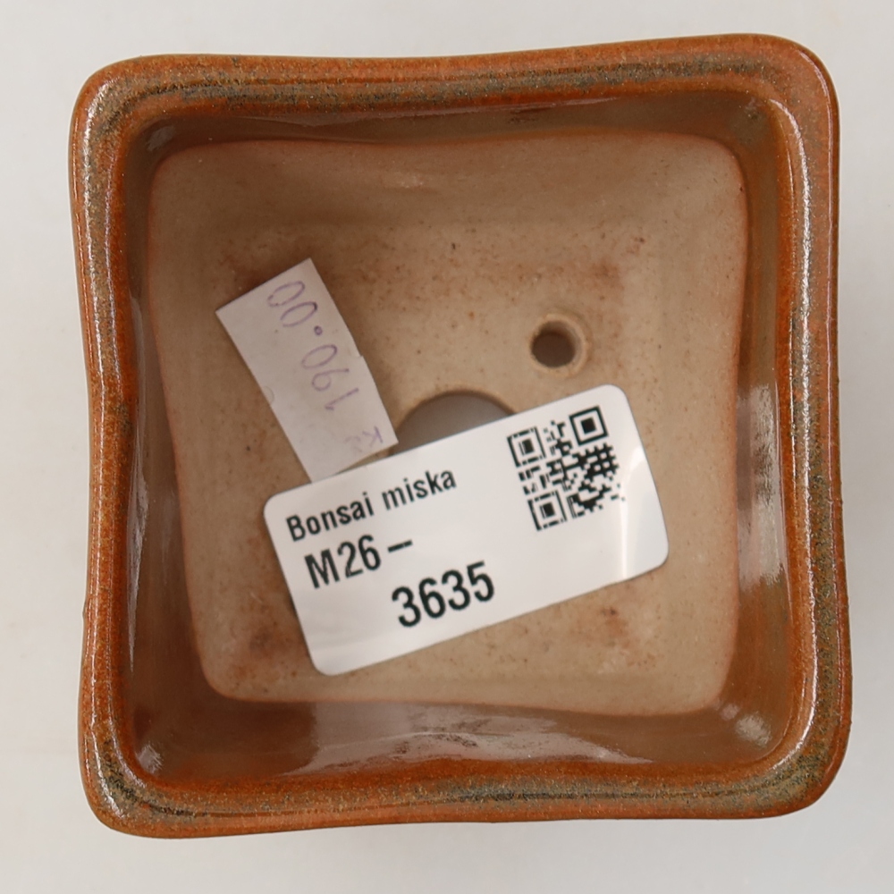 Vaso da bonsai in ceramica 6,5 x 6,5 x 5 cm, colore marrone