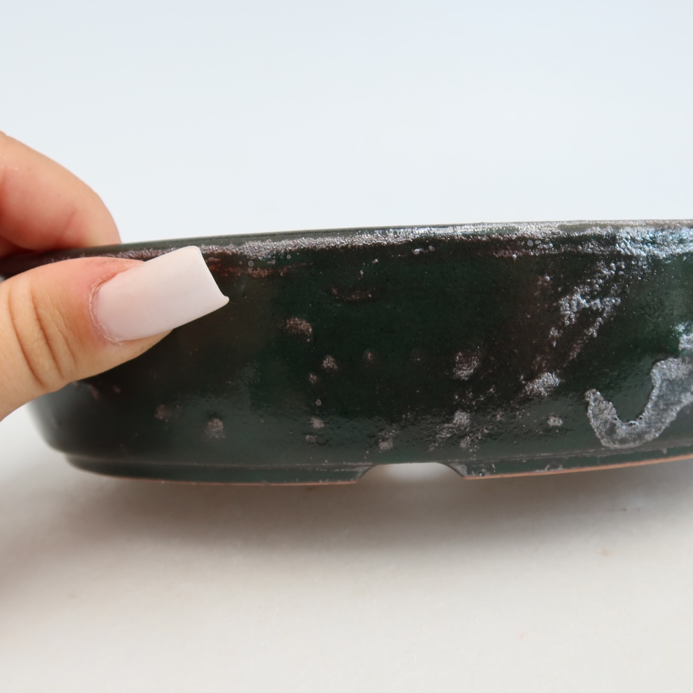 Vaso da bonsai in ceramica 18,5 x 13,5 x 4,5 cm, colore verde