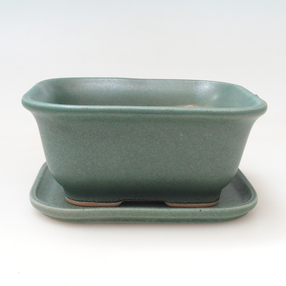 Ciotola bonsai + piattino H37 - 14,5x13x6,5 cm. - verde