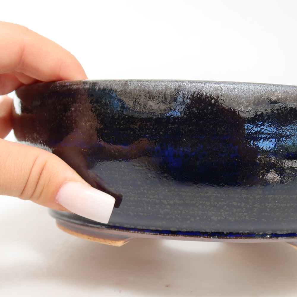 Ciotola bonsai in ceramica 18 x 18 x 6,5 cm, colore blu