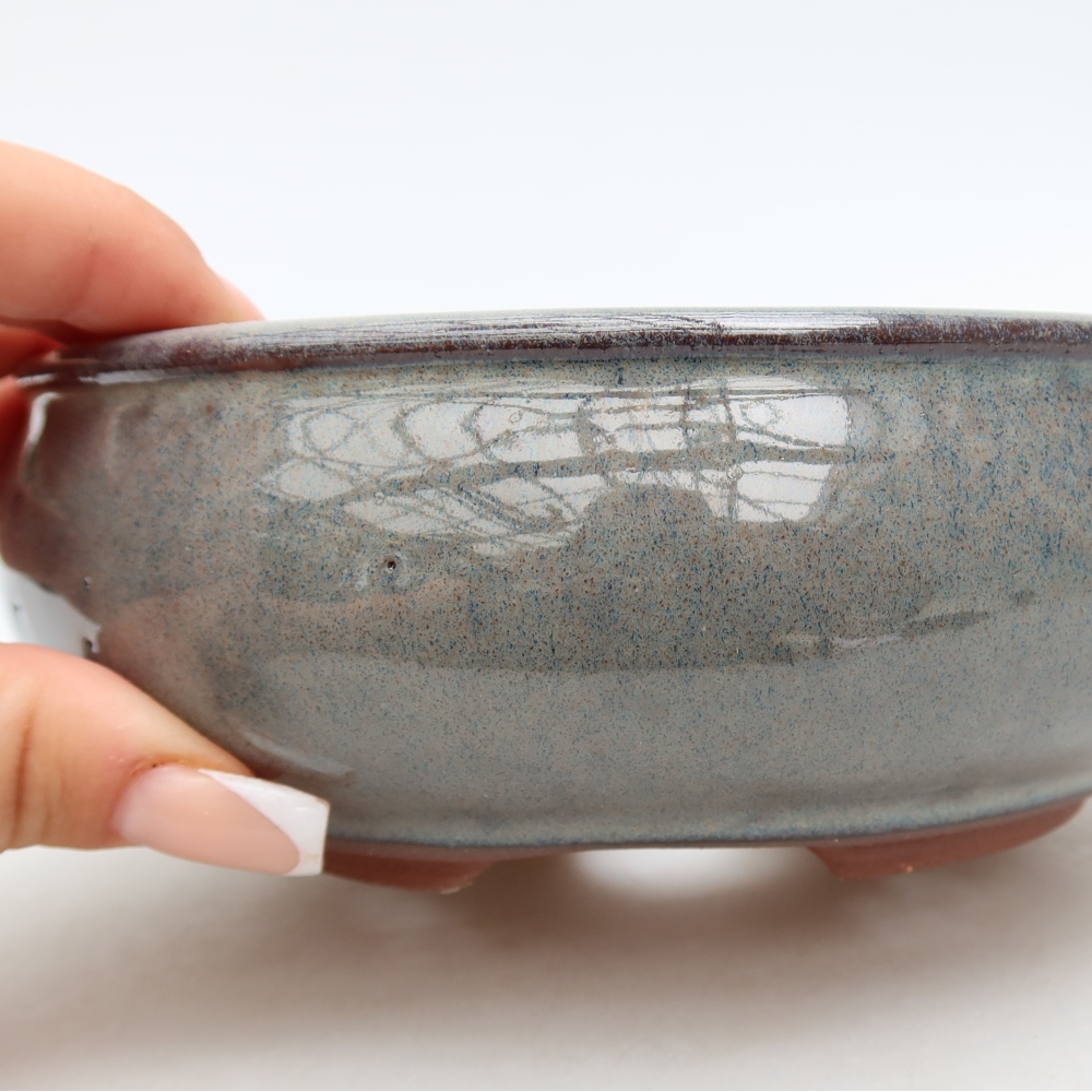 Vaso per bonsai in ceramica 15 x 15 x 6 cm, colore grigio