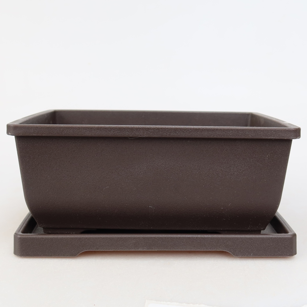 Vaso per bonsai + sottovaso in plastica MP-1 - 15 x 11 x 7 cm
