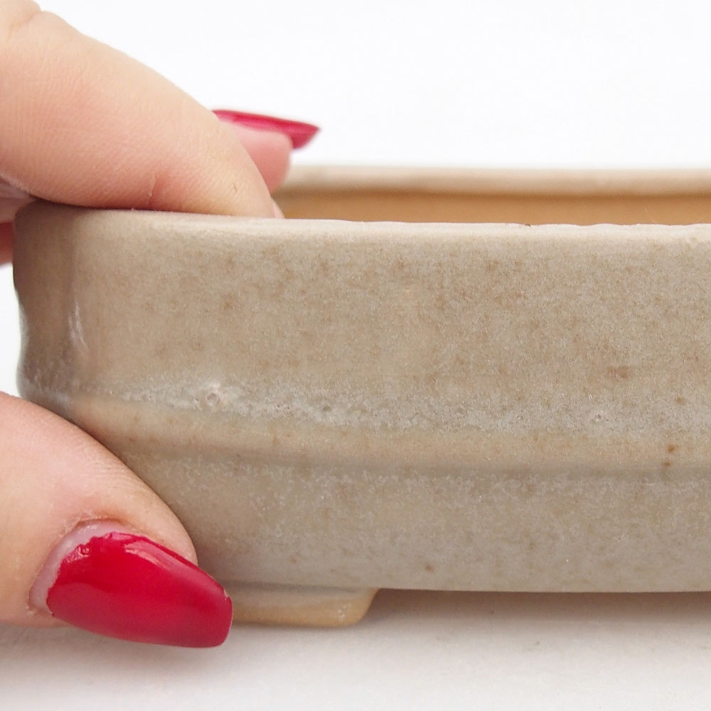 Ciotola per bonsai in ceramica 12 x 10,5 x 4 cm, colore beige
