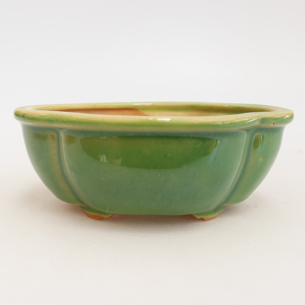 Vaso da bonsai in ceramica 12,5 x 10,5 x 4,5 cm, colore verde