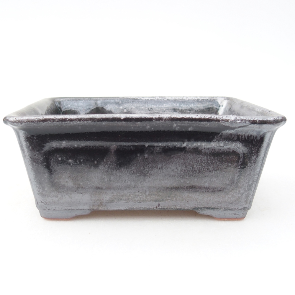 Ciotola bonsai in ceramica 13,5 x 10 x 5,5 cm, colore metallo