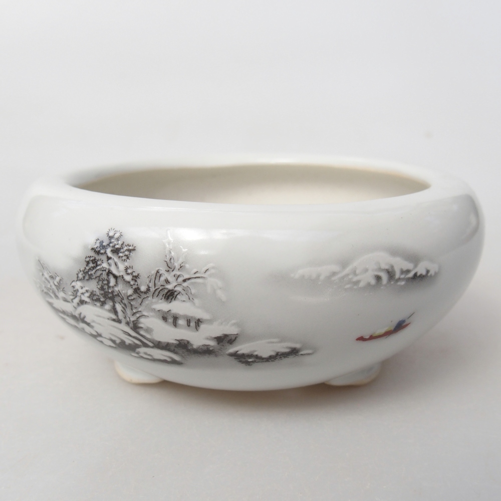 Ciotola per bonsai in ceramica 10 x 10 x 5 cm, colore bianco