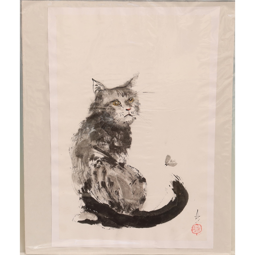 Calligrafia - Gatto con falena