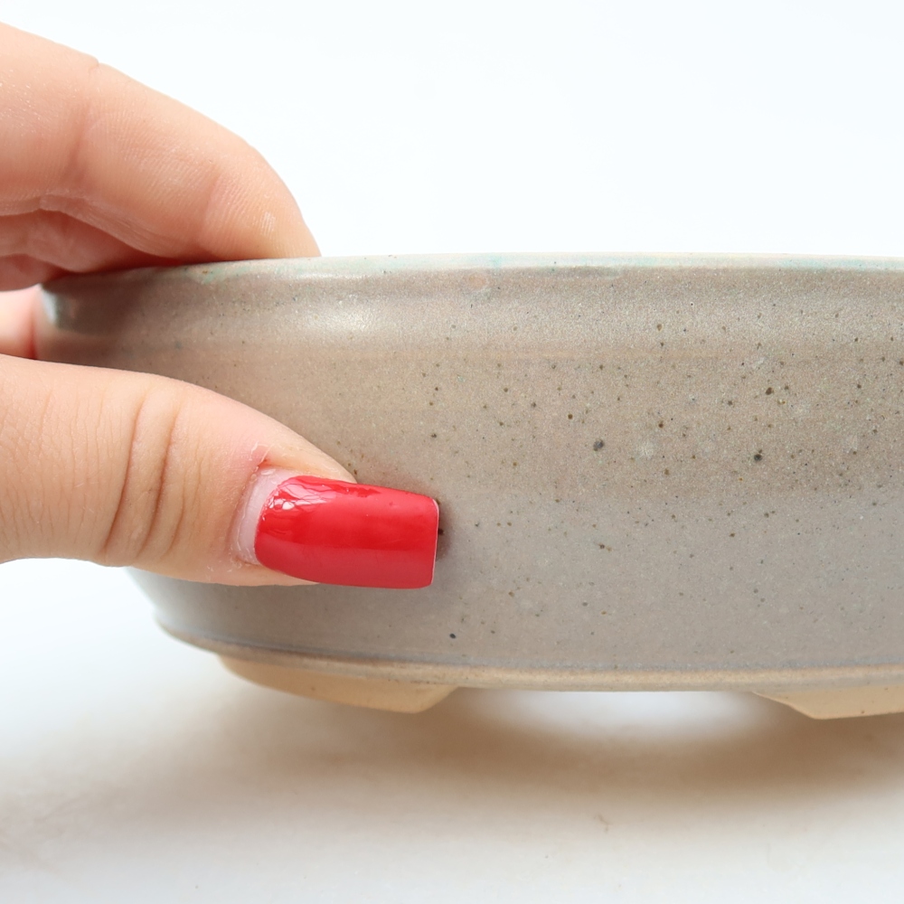 Vaso da bonsai in ceramica 16,5 x 16,5 x 5 cm, colore beige