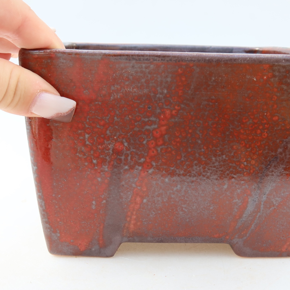Vaso da bonsai in ceramica 15,5 x 15,5 x 11 cm, colore rosso