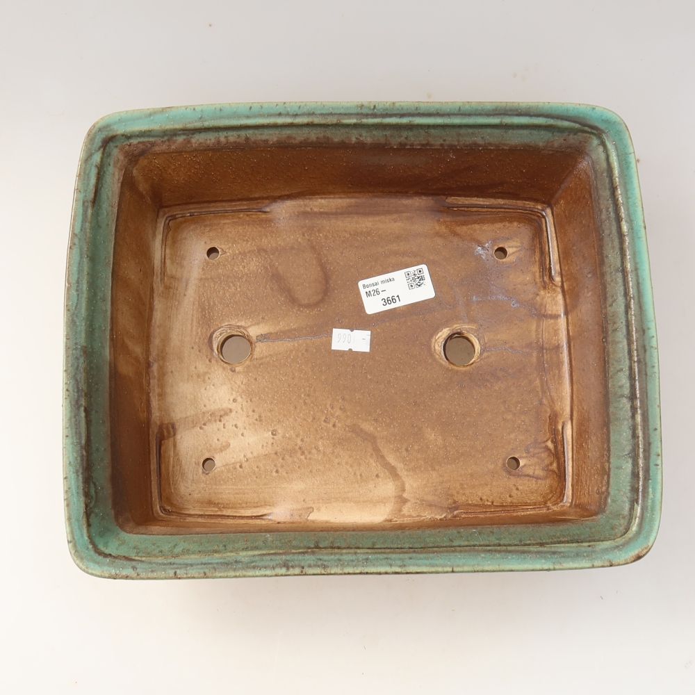 Vaso da bonsai in ceramica 29,5 x 24,5 x 8 cm, colore verde