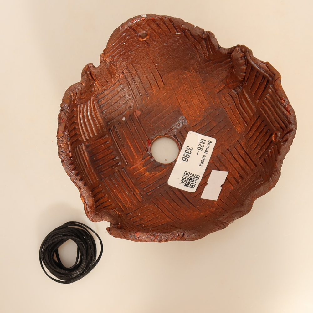 Conchiglia in ceramica per Kokedama 13,5 x 13 x 7,5 cm, colore marrone