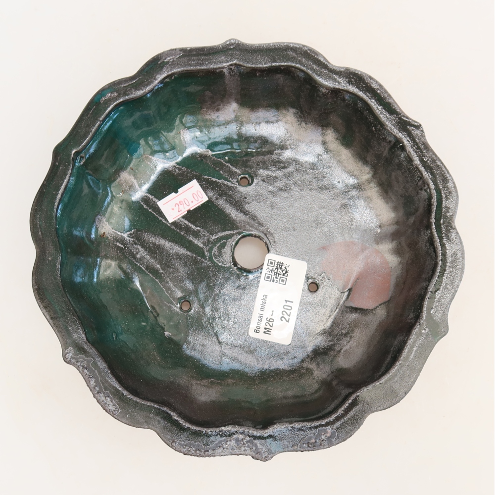 Ciotola per bonsai in ceramica 18,5 x 18,5 x 5 cm, verde