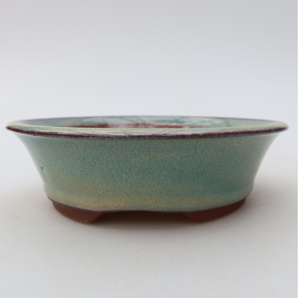 Vaso da bonsai in ceramica 14,5 x 14,5 x 4,5 cm, colore verde