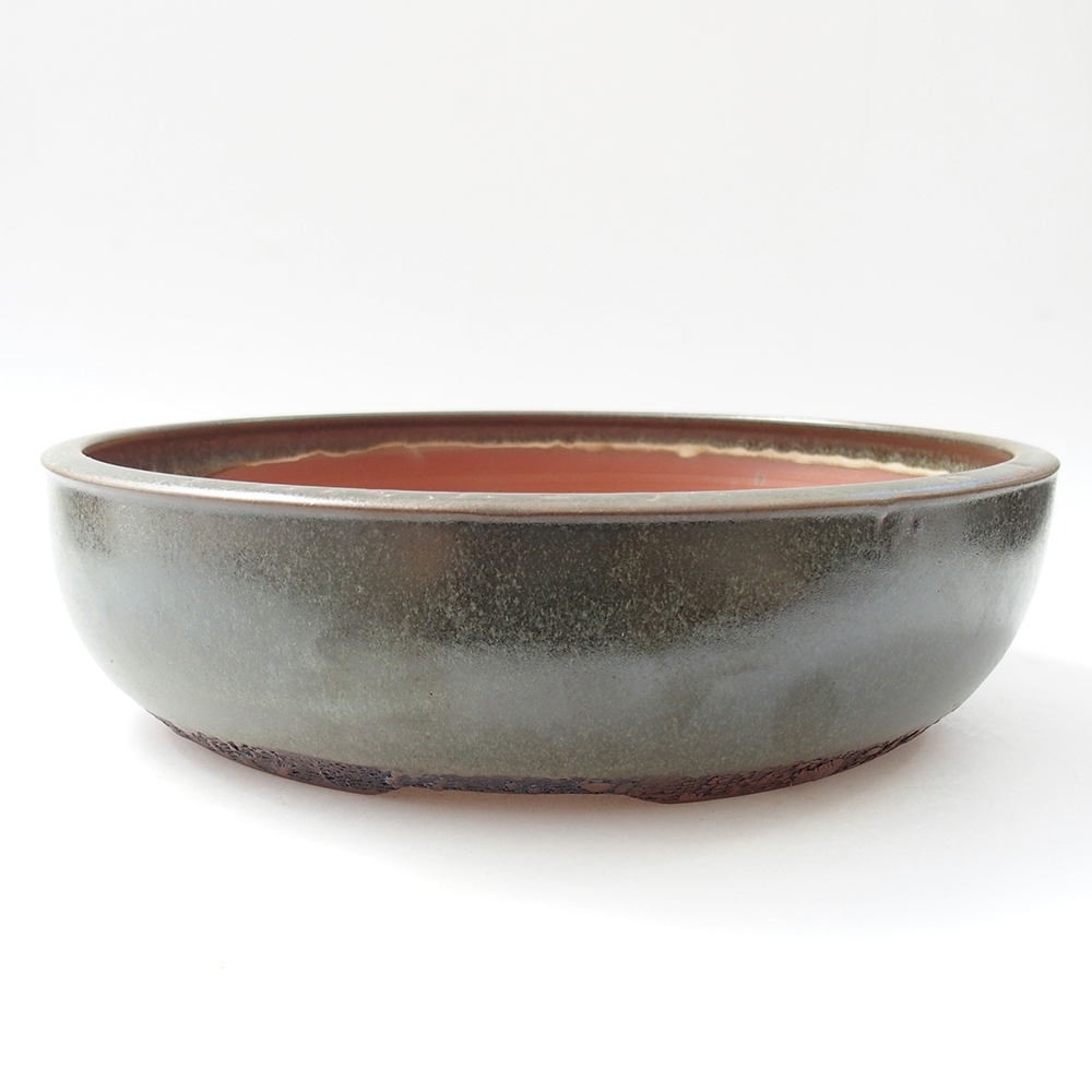 Ciotola per bonsai in ceramica 25,5 x 25,5 x 6,5 cm, verde