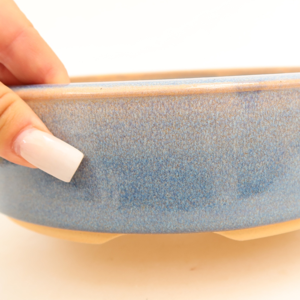Vaso da bonsai in ceramica 22,5 x 22,5 x 6 cm, colore blu