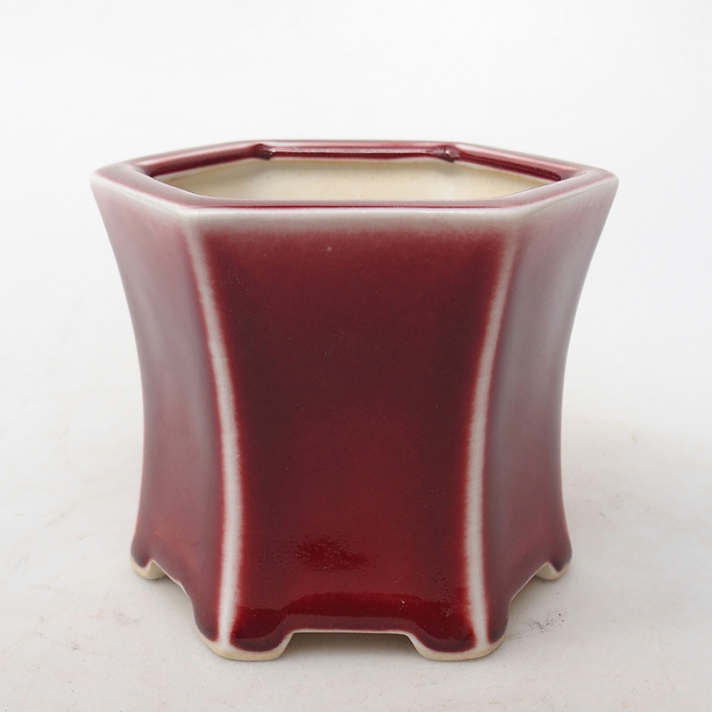 Ciotola bonsai in ceramica 10,5 x 9,5 x 8,5 cm, colore rosso