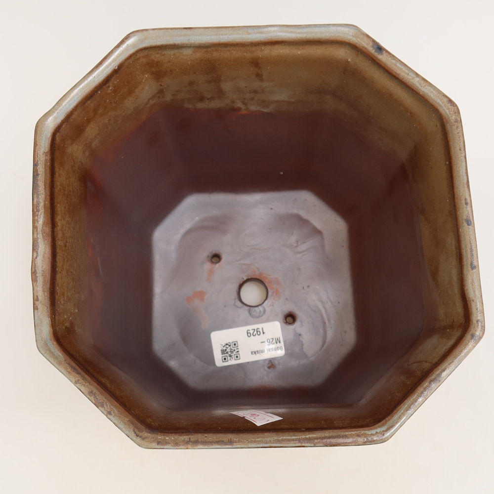 Vaso da bonsai in ceramica 17,5 x 17,5 x 15,5 cm, colore marrone-blu