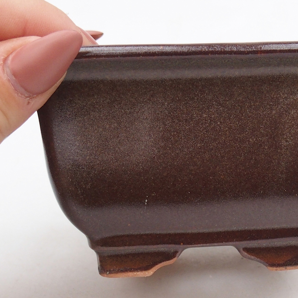 Ciotola per bonsai in ceramica 10 x 10 x 6 cm, bordeaux