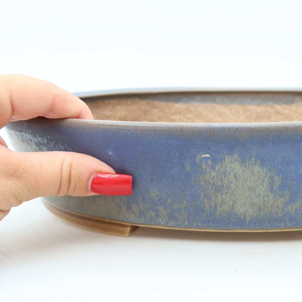 Vaso in ceramica per bonsai 32 x 28 x 6,5 cm, colore blu