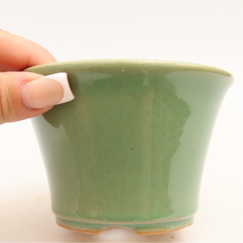 Ciotola per bonsai in ceramica 11 x 11 x 7 cm, verde