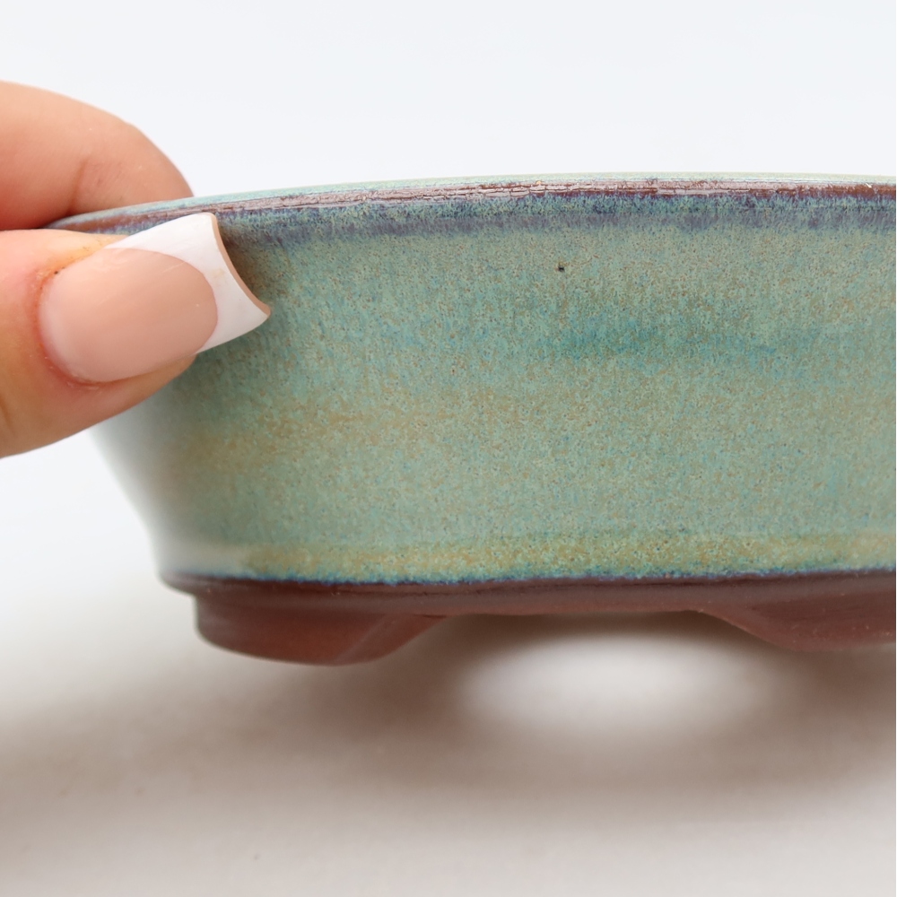 Vaso da bonsai in ceramica 14,5 x 14,5 x 4,5 cm, colore verde
