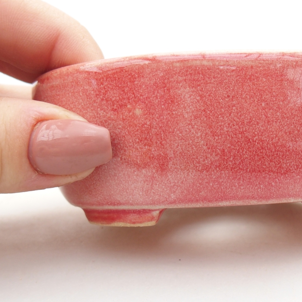 Ciotola per bonsai in ceramica 9 x 7,5 x 3,5 cm, colore rosso