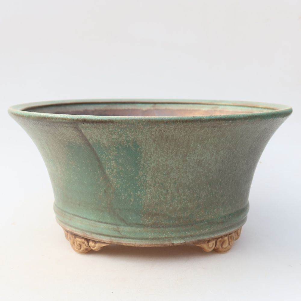 Vaso da bonsai in ceramica 24,5 x 24,5 x 11,5 cm, colore verde