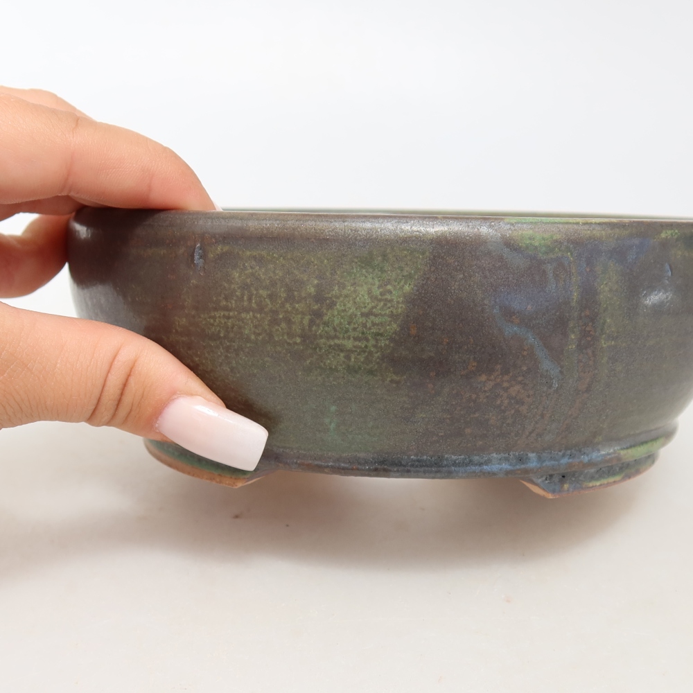 Vaso da bonsai in ceramica 16 x 16 x 5,5 cm, colore verde