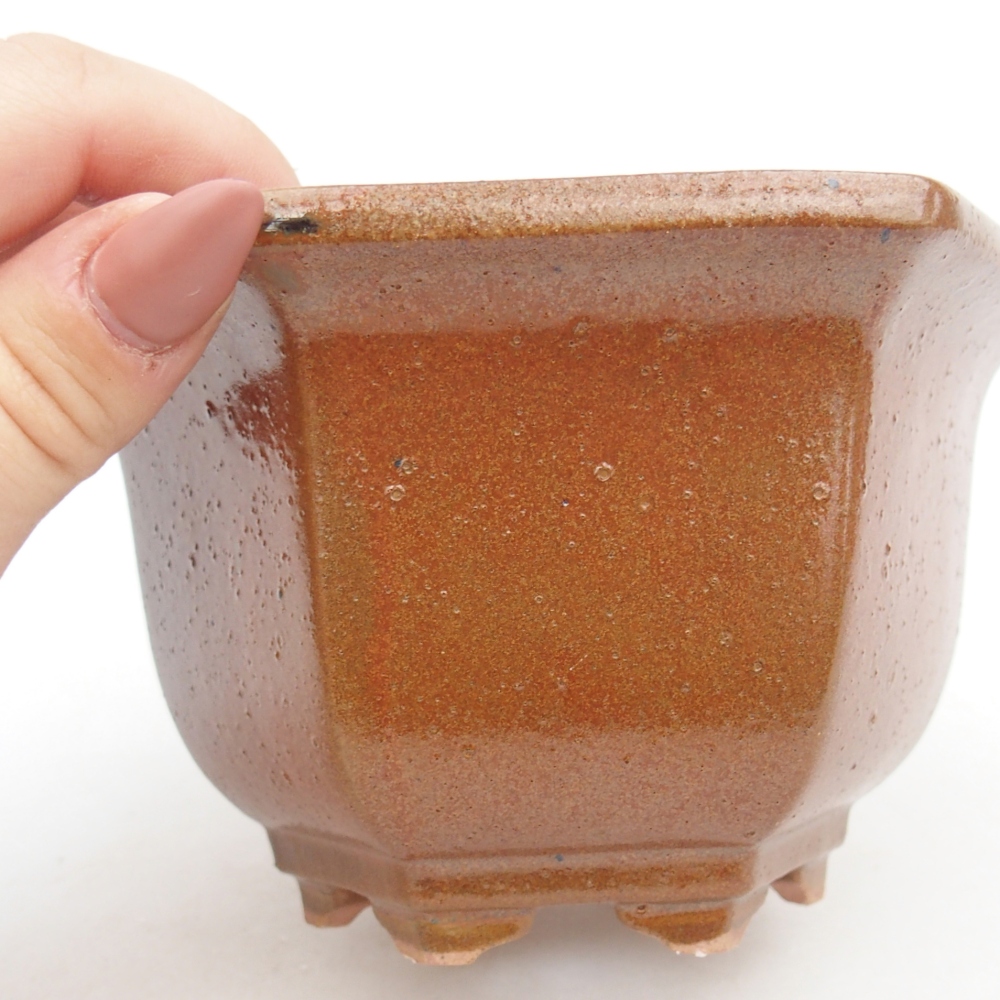 Ciotola per bonsai in ceramica 13 x 11,5 x 8 cm, marrone