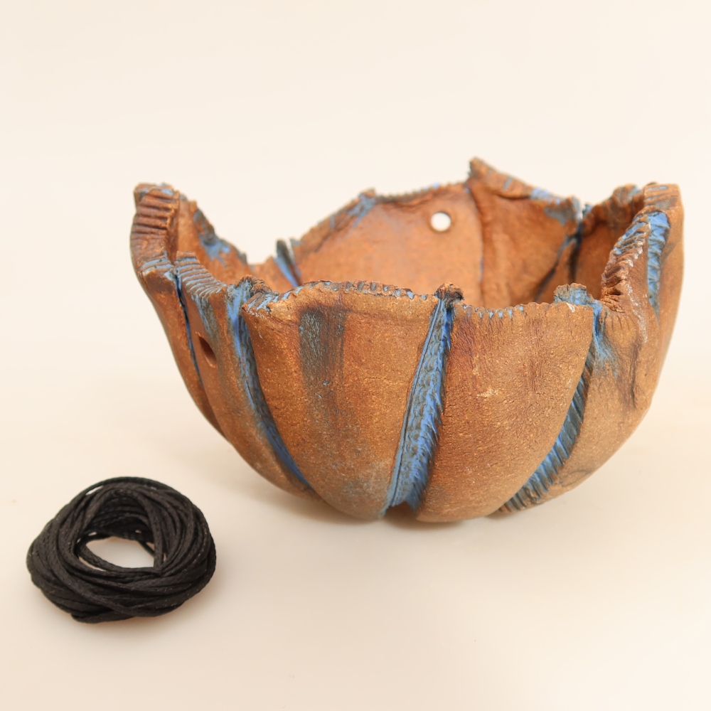Contenitore in ceramica per Kokedama 13,5 x 12 x 8 cm, colore blu