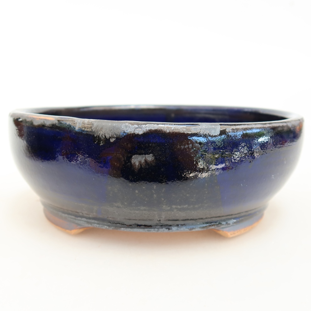 Vaso da bonsai in ceramica 14 x 14 x 5 cm, colore blu