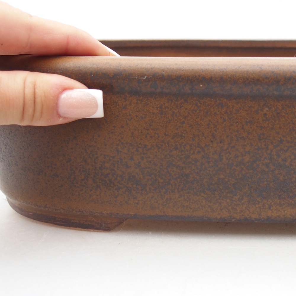 Ciotola per bonsai in ceramica 32 x 25 x 8 cm, marrone