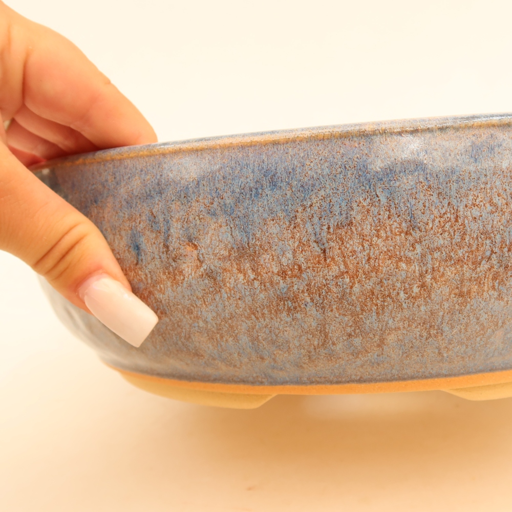 Vaso da bonsai in ceramica 26,5 x 26,5 x 7,5 cm, colore blu