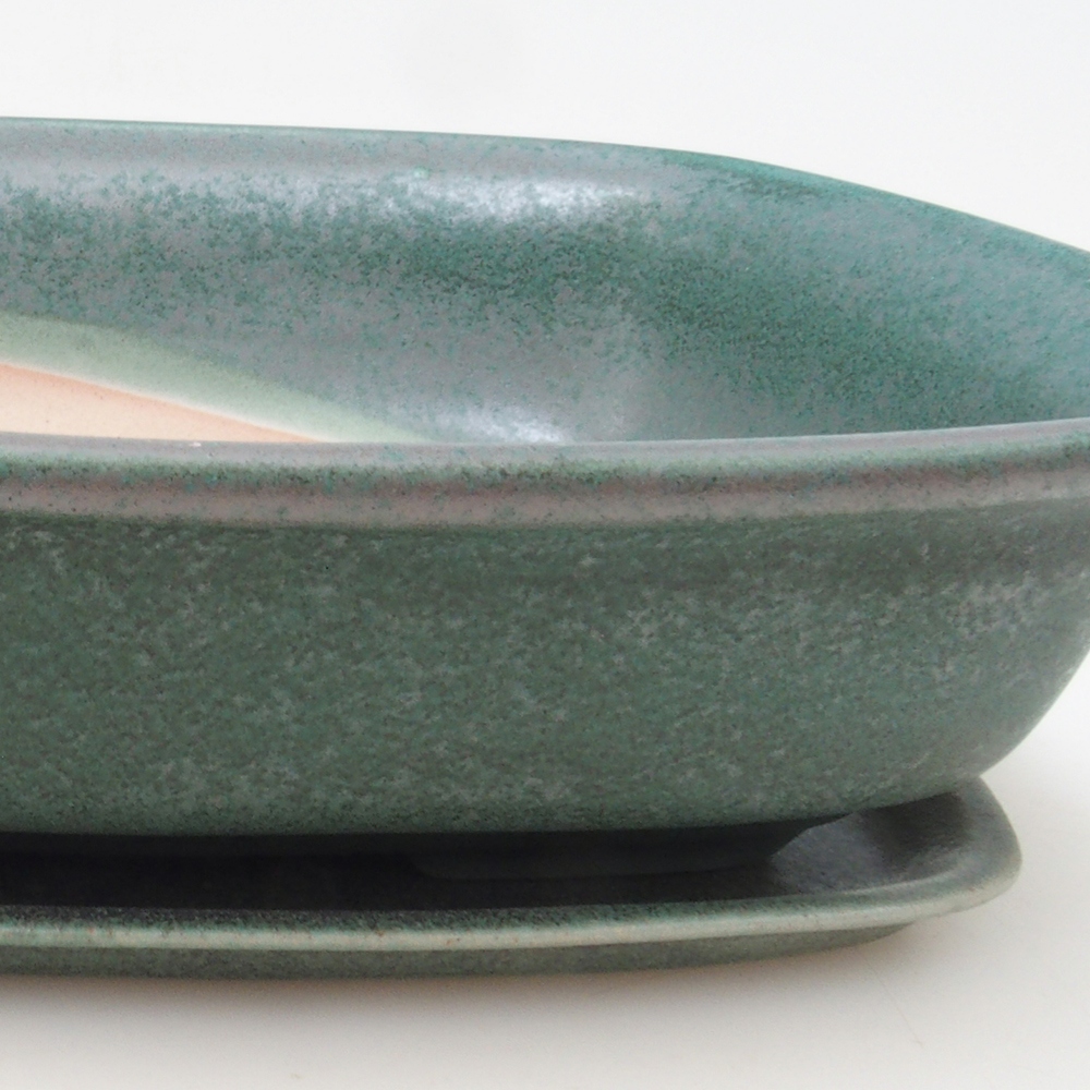 Ciotola bonsai + piattino H09 - 30 x 23 x 7,5 cm - verde