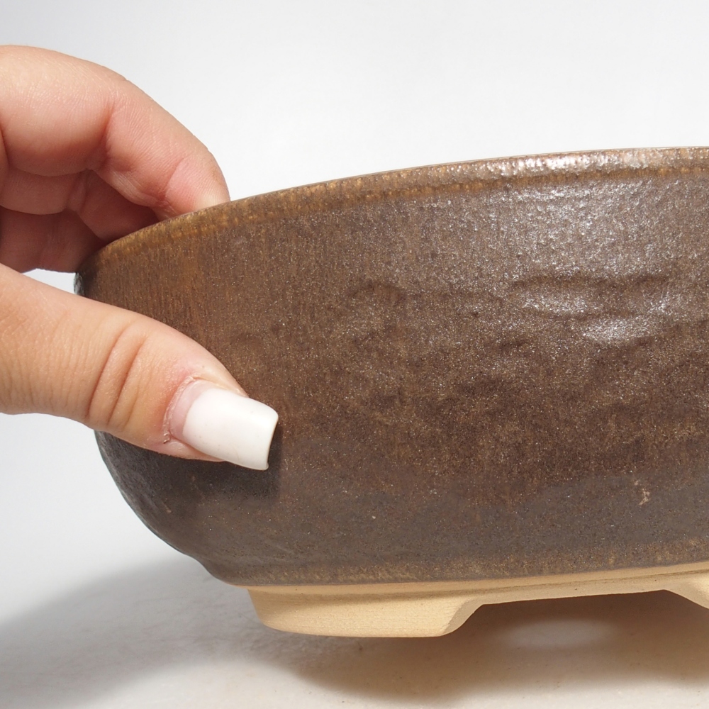 Ciotola per bonsai in ceramica 21 x 21 x 7,5 cm, marrone