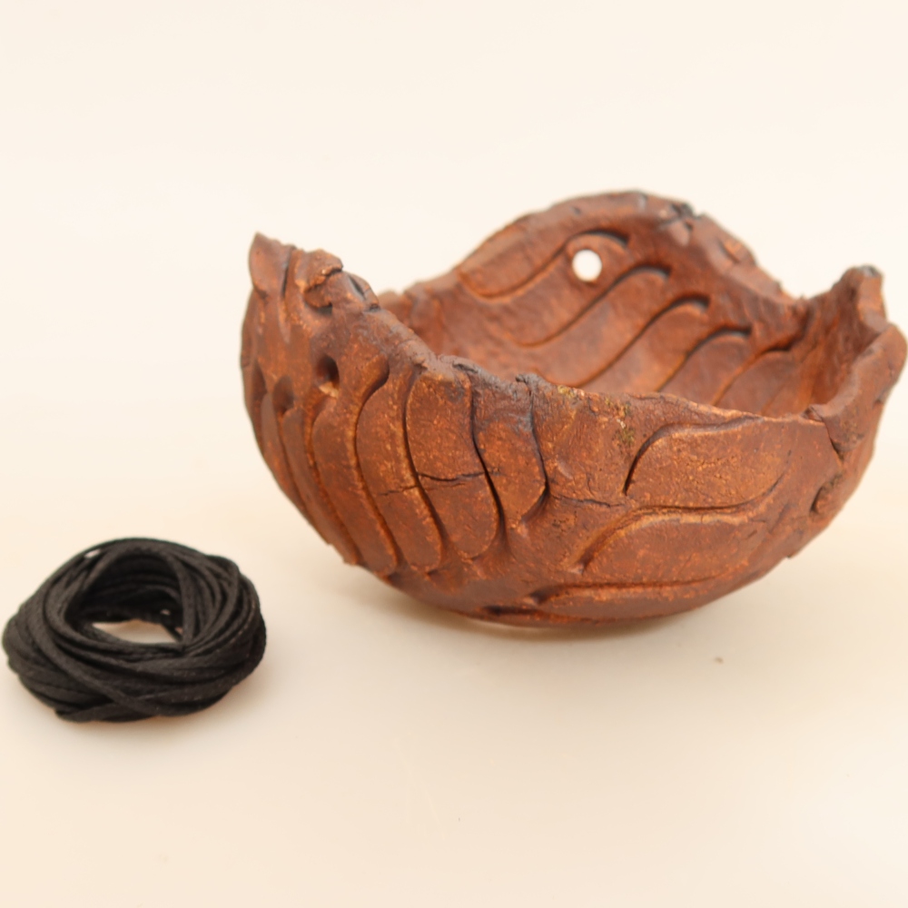 Contenitore in ceramica per Kokedama 10 x 10 x 6,5 cm, colore marrone