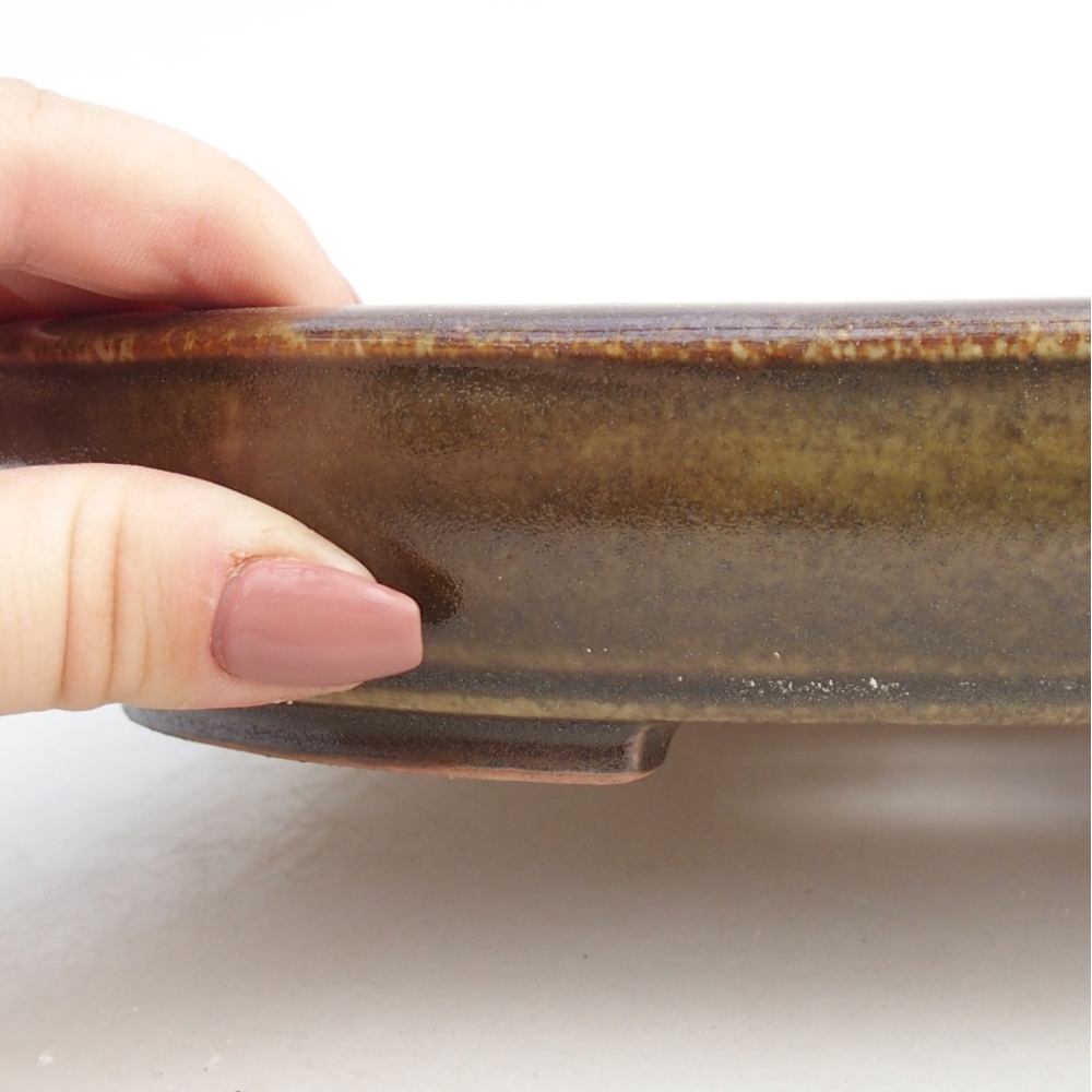 Ciotola per bonsai in ceramica 24,5 x 20 x 4 cm, marrone