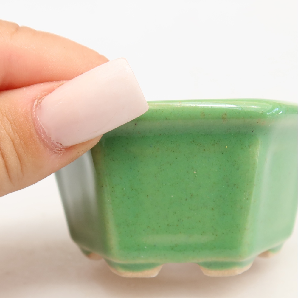 Ciotola per bonsai in ceramica 7,5 x 7 x 4 cm, verde