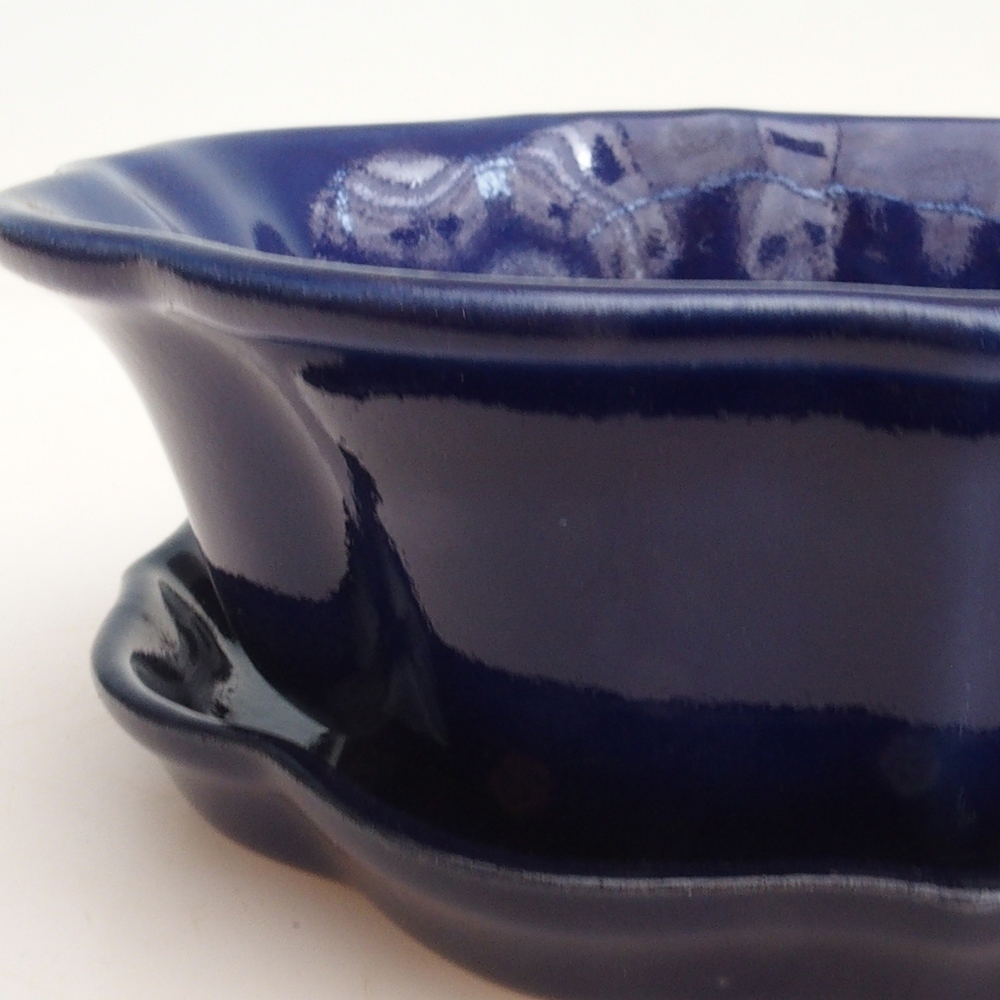 Ciotola bonsai + piattino H06 - 14,5 x 14,5 x 5 cm - blu